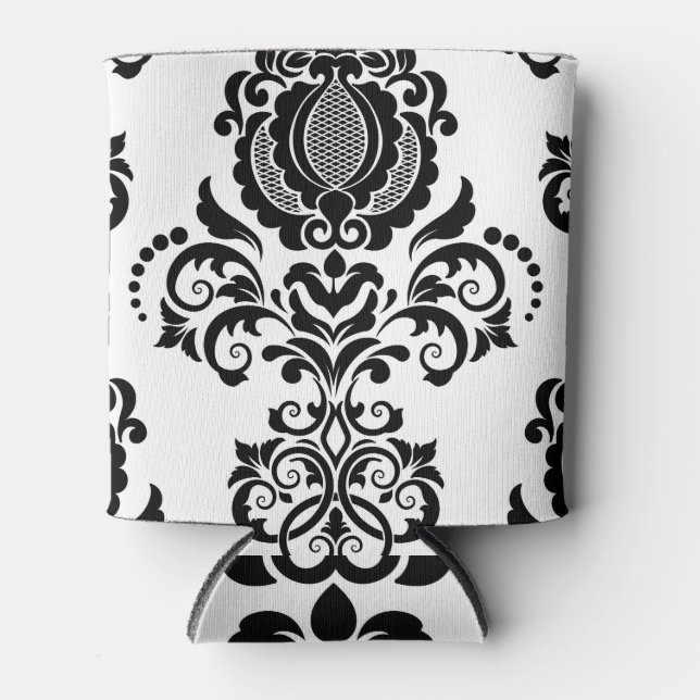 Elegant Vintage Damask Seamless Texture Can Cooler (Front)