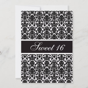 Elegant Vintage Damask Sweet 16 Party Invitation