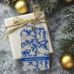 Elegant vintage dark blue toile de jouy gift tags