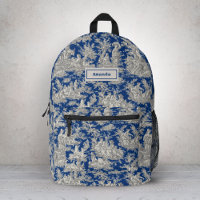 Elegant vintage dark blue toile de jouy 