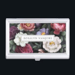 Elegant Vintage Dark Floral on Black Business Card Holder<br><div class="desc">Nothing combines uniqueness and style for the professional like monogrammed business card holders. These gorgeous, personalised cases keep you organised so your cards are always on hand. Plus, you’ll leave a lasting impression on your customers. Add your custom wording to this design by using the "Edit this design template" boxes...</div>