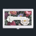 Elegant Vintage Dark Floral on Black Business Card Holder<br><div class="desc">Nothing combines uniqueness and style for the professional like monogrammed business card holders. These gorgeous, personalised cases keep you organised so your cards are always on hand. Plus, you’ll leave a lasting impression on your customers. Add your custom wording to this design by using the "Edit this design template" boxes...</div>
