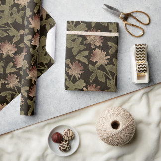 Elegant Vintage Dark Floral Wrapping Paper