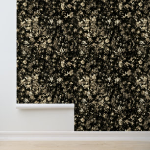 Elegant Vintage Dark Moody Beige Cream Floral Wallpaper