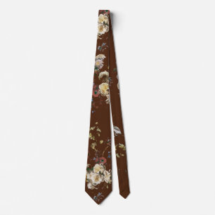 Elegant Vintage Dark Moody Floral  Tie
