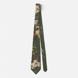 Elegant Vintage Dark Moody Floral  Tie