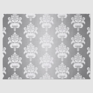 Elegant Vintage Decoupage Glowing Silver Damask Tissue Paper