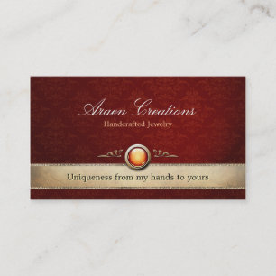 Elegant Vintage Deep Cherry Damask Pattern Business Card