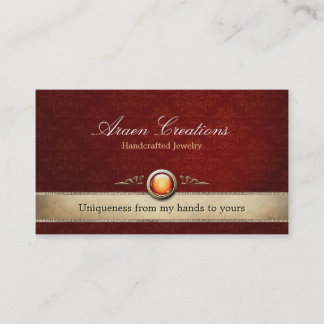 Elegant Vintage Deep Cherry Damask Pattern Business Card