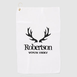 Elegant vintage deer antler logo golfing gift golf towel