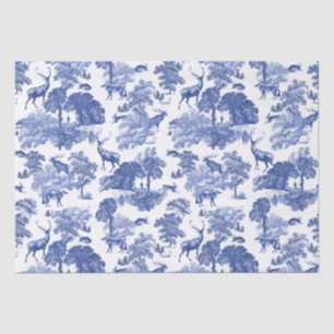 Elegant Vintage Deer Fox Hare Blue Country Toile Tissue Paper