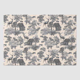 Elegant Vintage Deer Fox Hare Country Toile Beige Tissue Paper