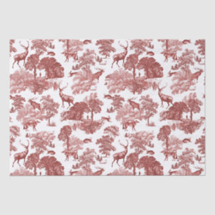 Elegant Vintage Deer Fox Red Country Toile Kraft Tissue Paper