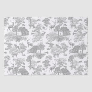 Elegant Vintage Deer Woodland Grey Country Toile Tissue Paper