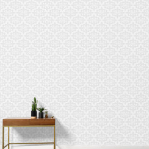 Elegant Vintage Delicate Grey White Damask Wallpaper