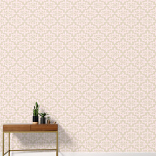 Elegant Vintage Delicate Soft Beige Pink Damask Wallpaper