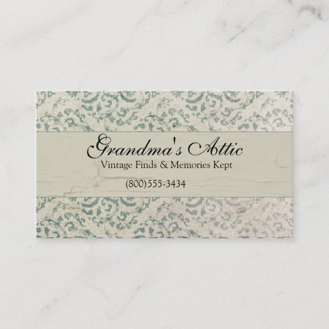 Elegant Vintage Distressed Teal Business Card2 Business Card (Front)