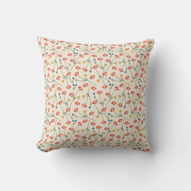Elegant Vintage Ditsy Floral | Throw Pillow (Front)