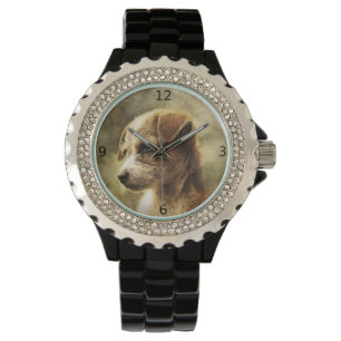 Elegant vintage dog photo watch