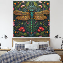 Elegant Vintage dragonfly boho botanical 