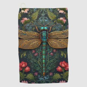 Elegant Vintage dragonfly boho botanical  Golf Towel