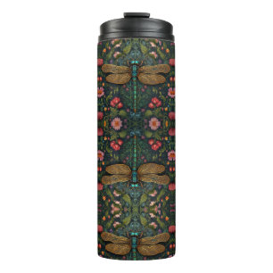 Elegant Vintage dragonfly boho botanical Thermal Tumbler