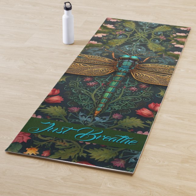 Elegant Vintage dragonfly boho botanical  Yoga Mat (In Situ)