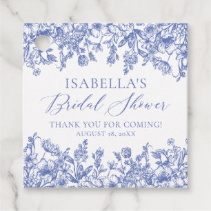 Elegant Vintage Dusty Blue Floral Bridal Shower Favour Tags