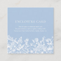 Elegant Vintage Dusty Blue Floral Enclosure Card