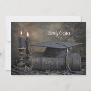 Elegant Vintage Editable Cap Graduation Party  Invitation