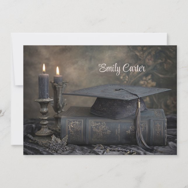 Elegant Vintage Editable Cap Graduation Party  Invitation (Front)