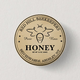 Elegant vintage Editable Honey Jar Bee Label 3 Cm Round Badge