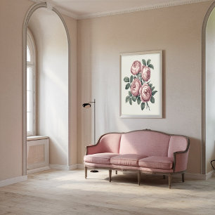 Elegant Vintage English Blooming Rose Poster