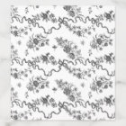 Elegant Vintage Engraved Black Roses and Ribbons