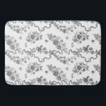 Elegant Vintage Engraved Black Roses and Ribbons Bath Mat<br><div class="desc">Elegant and romantic black engraved vintage roses,  flowers,  vines,  leaves and butterflies with ribbons and bows intertwined on a white background.</div>