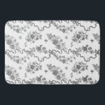 Elegant Vintage Engraved Black Roses and Ribbons Bath Mat<br><div class="desc">Elegant and romantic black engraved vintage roses,  flowers,  vines,  leaves and butterflies with ribbons and bows intertwined on a white background.</div>