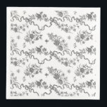 Elegant Vintage Engraved Black Roses and Ribbons Napkin<br><div class="desc">Elegant and romantic black engraved vintage roses,  flowers,  vines,  leaves and butterflies with ribbons and bows intertwined on a white background.</div>