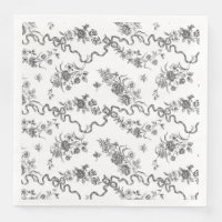 Elegant Vintage Engraved Black Roses and Ribbons