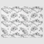Elegant Vintage Engraved Black Roses and Ribbons Tissue Paper<br><div class="desc">Elegant and romantic black engraved vintage roses,  flowers,  vines,  leaves and butterflies with ribbons and bows intertwined on a white background.</div>