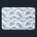 Elegant Vintage Engraved Blue Roses and Ribbons Bath Mat<br><div class="desc">Elegant and romantic blue engraved vintage roses,  flowers,  vines,  leaves and butterflies with ribbons and bows intertwined on a white background.</div>
