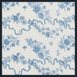 Elegant Vintage Engraved Blue Roses and Ribbons Fabric<br><div class="desc">Elegant and romantic blue engraved vintage roses,  flowers,  vines,  leaves and butterflies with ribbons and bows intertwined on a white background.</div>