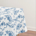 Elegant Vintage Engraved Blue Roses and Ribbons Tablecloth<br><div class="desc">Elegant and romantic blue engraved vintage roses,  flowers,  vines,  leaves and butterflies with ribbons and bows intertwined on a white background.</div>