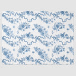 Elegant Vintage Engraved Blue Roses and Ribbons Tissue Paper<br><div class="desc">Elegant and romantic blue engraved vintage roses,  flowers,  vines,  leaves and butterflies with ribbons and bows intertwined on a white background.</div>