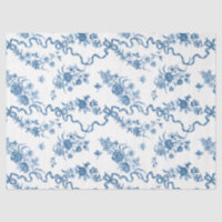 Elegant Vintage Engraved Blue Roses and Ribbons