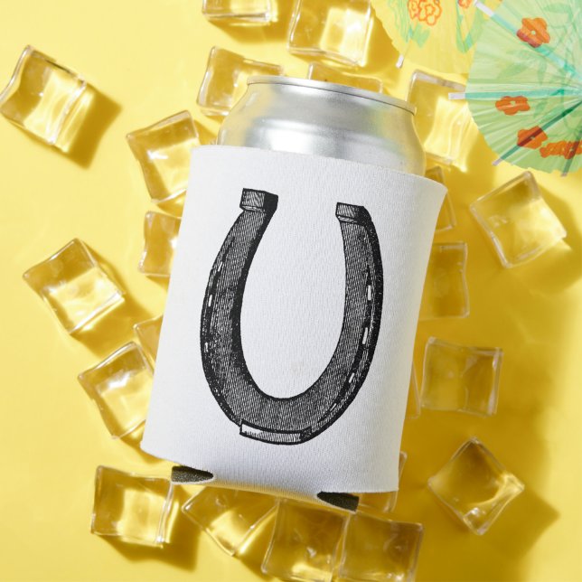 Elegant Vintage Equestrian Horseshoe Name Can Cooler (In Situ Summer)