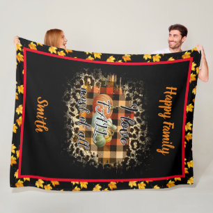 Elegant Vintage Fall Love Pumpkin Fleece Blanket