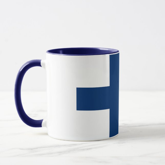 Elegant Vintage Finland Flag on Ceramic Mug (Left)