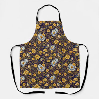 Elegant Vintage Floral & Birds Pattern Apron
