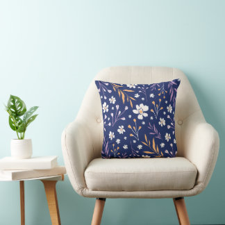 Elegant Vintage Floral Blue Pink Cushion