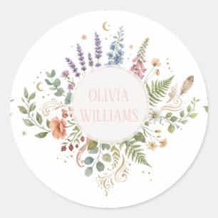 Elegant Vintage Floral Botanical Design Classic Round Sticker